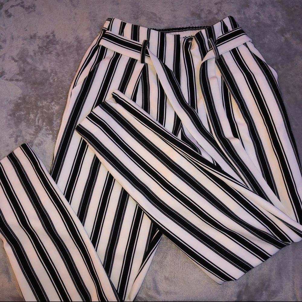 Urban Heritage black/ white striped zebra classic stretchy pants, trousers